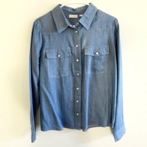 🌺 Eva Mendes Long-Sleeve Denim Shirt